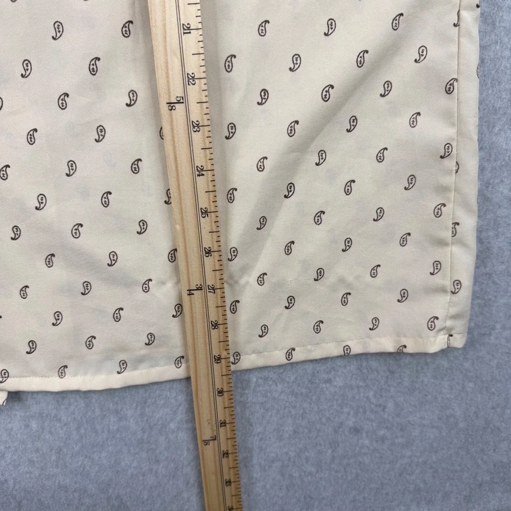 Vintage Arrow Sportswear Shirt Mens Large Beige Paisley 70s Loop Collar‎ Camp